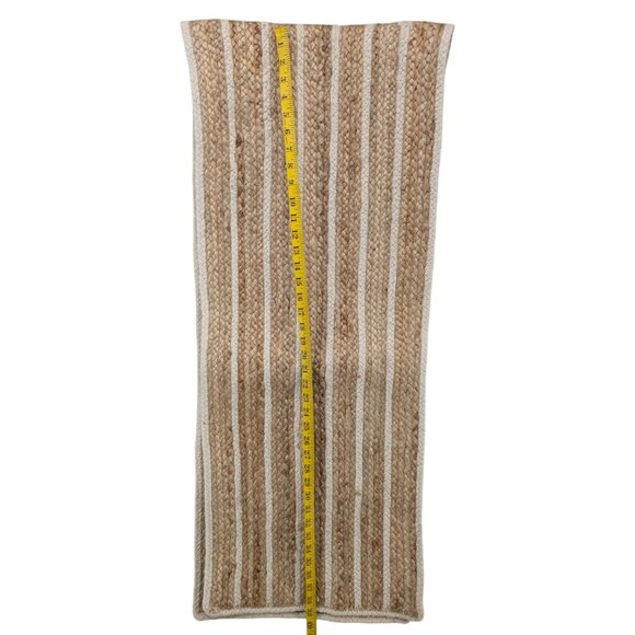 Large Jute Table Runner Brown Tan Cream Woven 80"x15" Heavyweight Farmhouse Chic - Picture 5 of 7